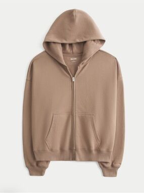 Hollister XL Women's Feel Good Easy Zip-Up Hoodie in Light Brown